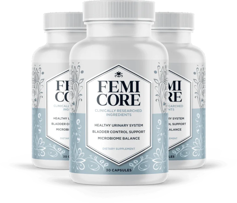 FemiCore three-bottle bladder support package for women — 90 day supply