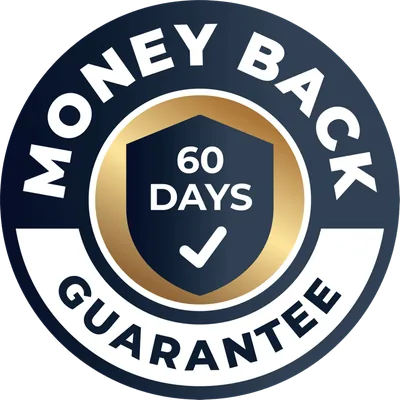 60-day money-back guarantee badge for FemiCore bladder support supplement
